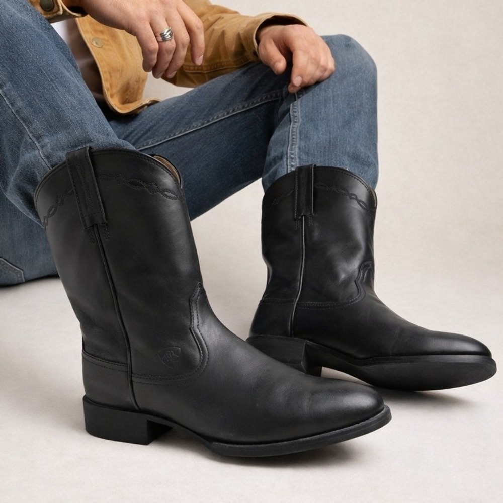 Ariat Black Leather Cowboy Boots